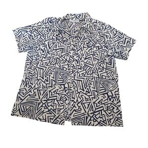 Alfred‎ Dunner Vintage Geometric Print Shirt Size 16 Short Sleeve